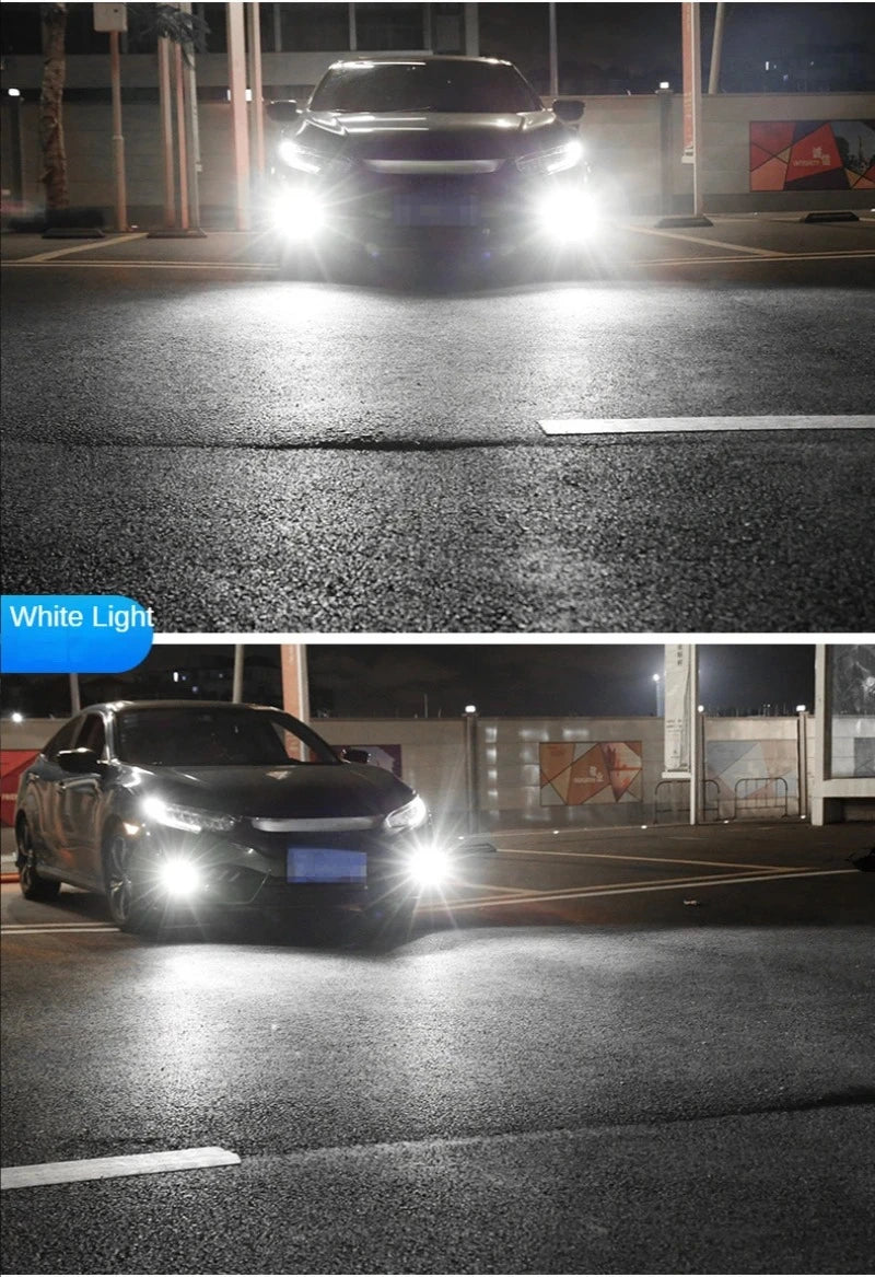Car Led Fog Lamp with Flashing 3030 Three-Color Fog Lamp Bulb Red Green Pink Blue Super Bright H3 H8 H11 9006 9005 H7 Modified