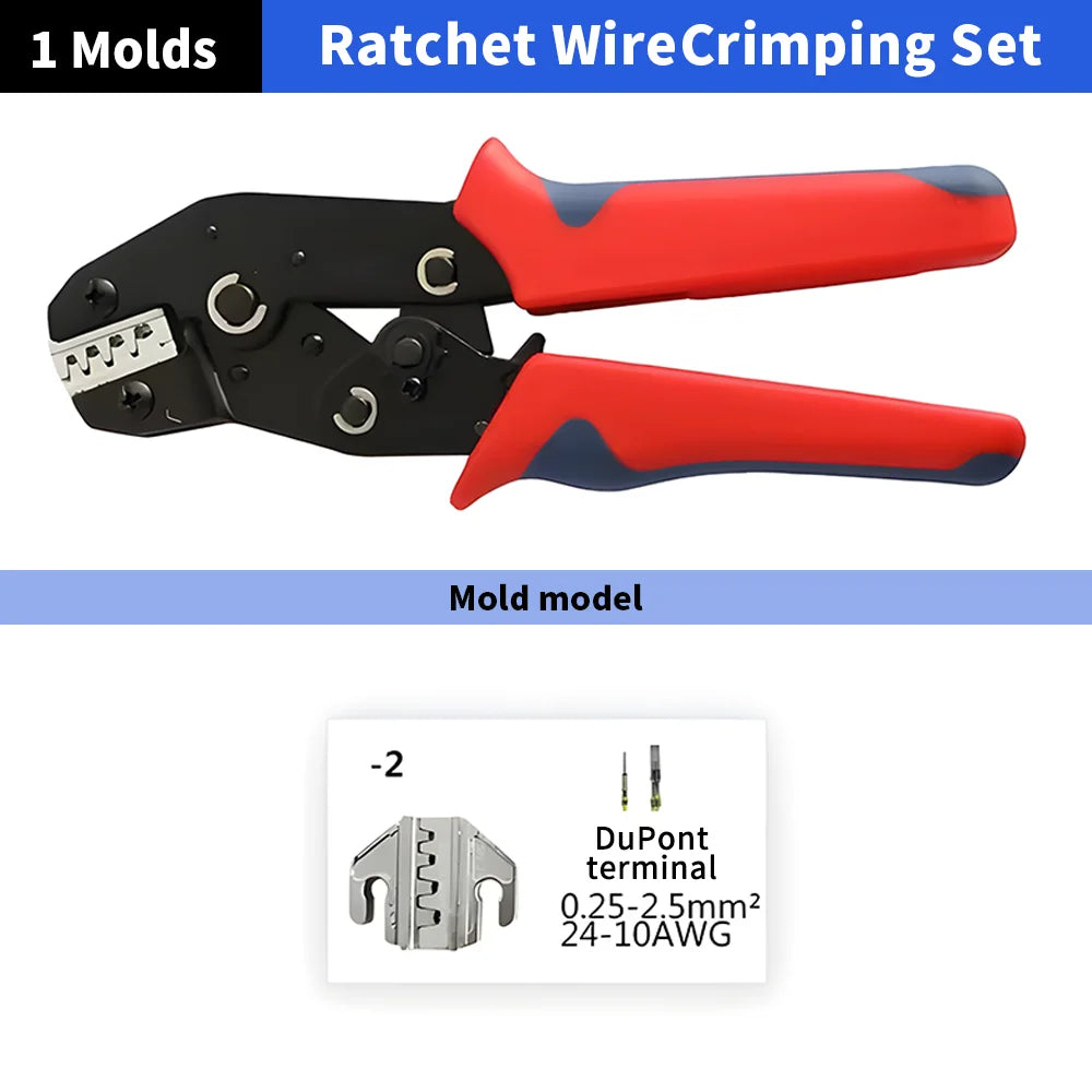 Electrician Pressed Pliers Crimping Tool with Interchangeable Dies Ratcheting Wire Crimper for Electrical Terminals Connector
