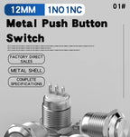 Metal Push Button Switch 12MM 3Pins 1NO1NC No Light waterproof Flat/High Head Momentary Latching Welding Foot Switch