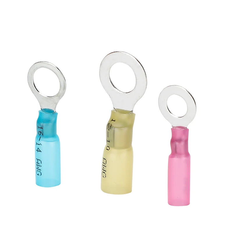 Heat Shrink Ring Round Insulated Terminals Wire Cable Connectors Wiring Crimp Terminals RV1.25/2-5/6/8 Marine Seal Up Waterproof