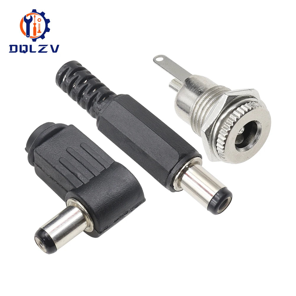 5.5*2.5mm DC Power Supply Male Plug Connector 5.5x2.1mm Female Metal Panel Mount Socket Jack DC Connectors Terminal Adapter