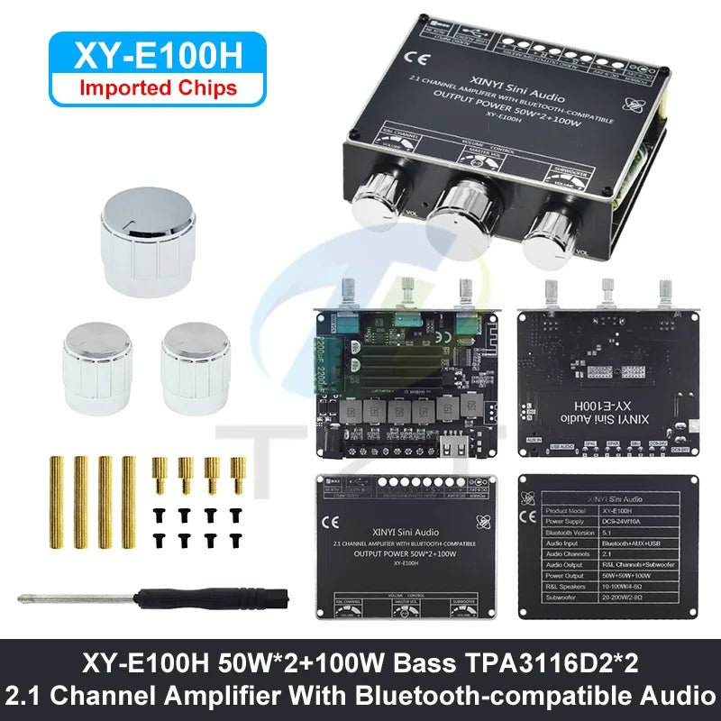 XY-E100H XY-E100L 2.1 Channel Bluetooth Audio Amplifier Board Module 50W+50W+100W Subwoofer With High Fidelity And Sound Quality