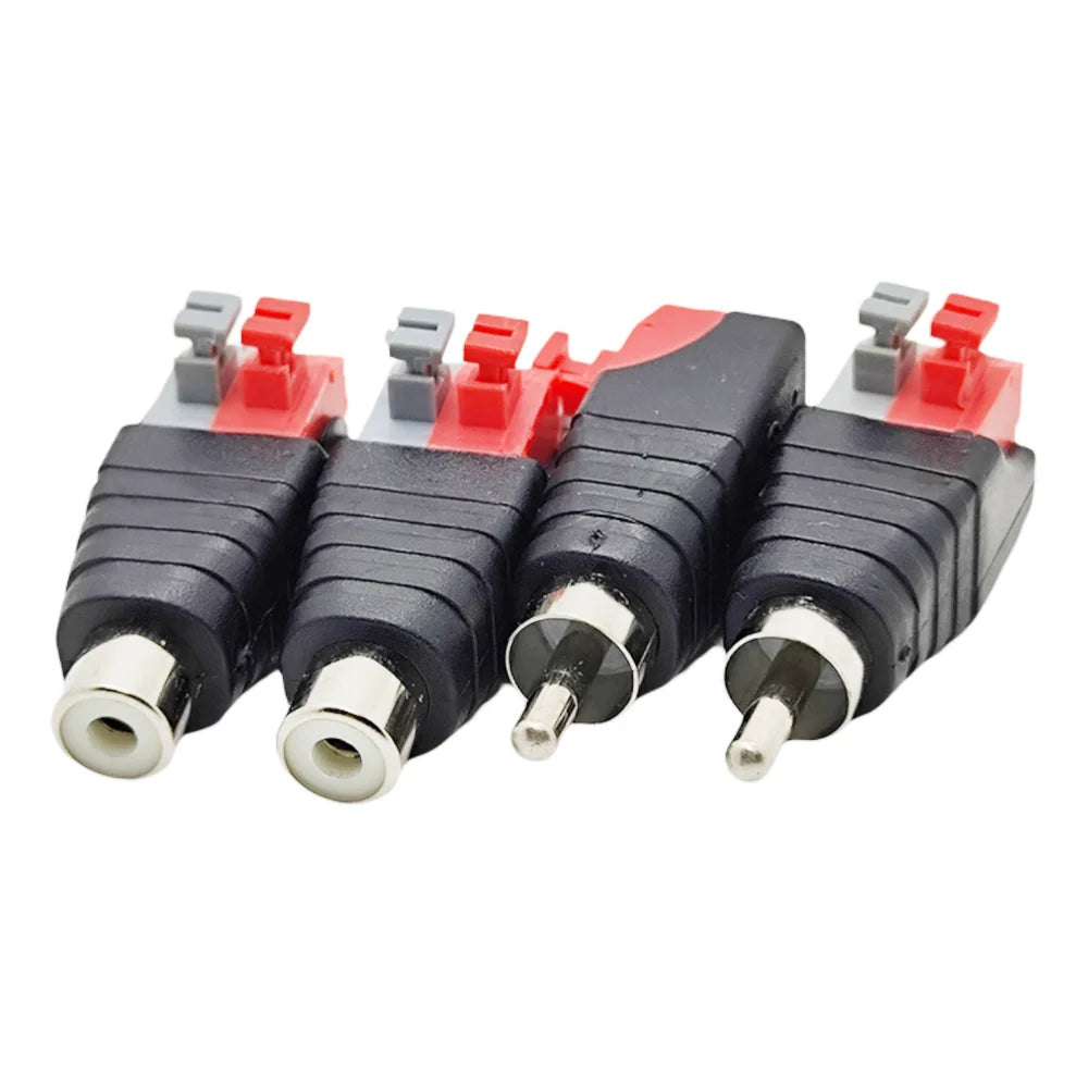 2/6/10PCS AV Plug RCA Lotus Head Press Terminal Monitoring Accessories RCA Welding-free Audio Connector Audio Male and Female