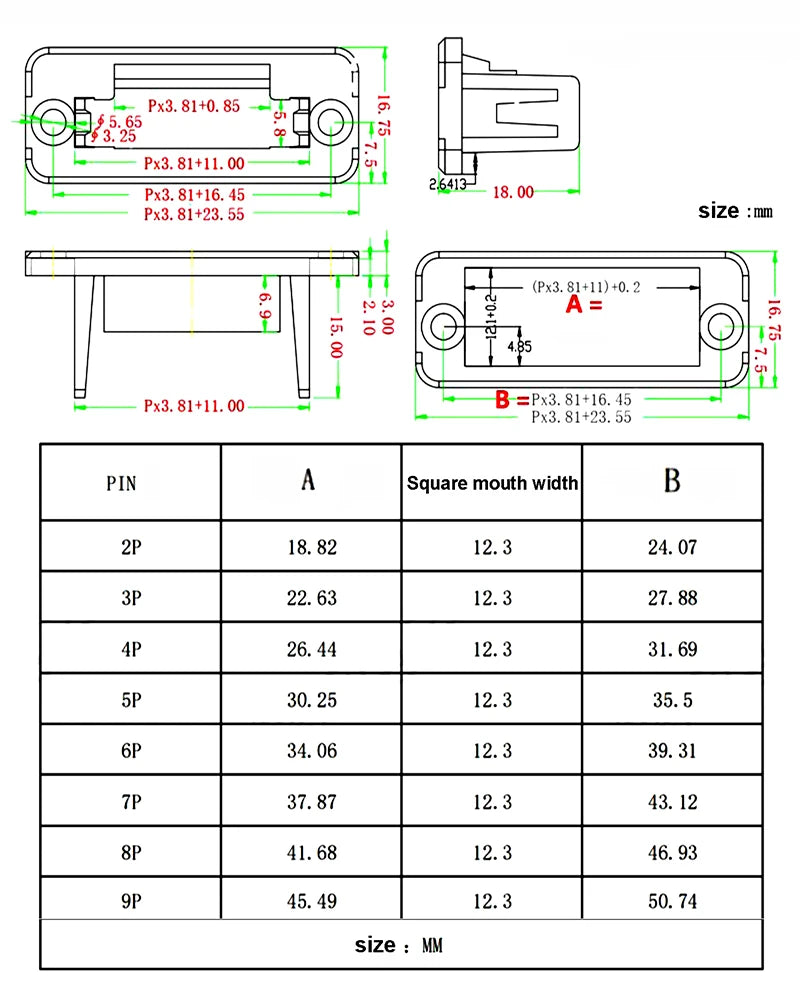 5/10Set 15EDGWC Pitch 3.81mm 2P/3P/4P/5P/6P/8P/9P Pluggable Terminal Block Connector JM15EDGKM 3.81mm Pitch