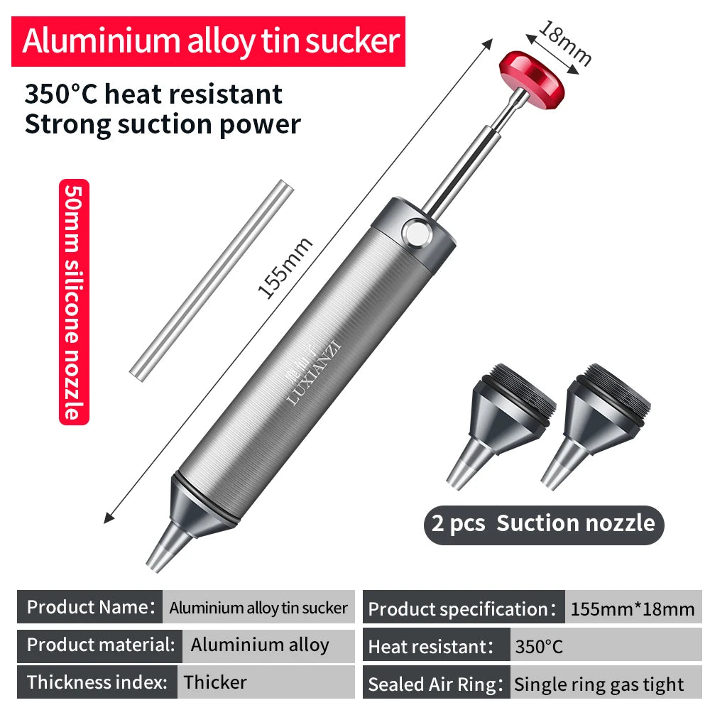 LUXIANZI Powerful Desoldering Pump Aluminum Suction Tin Gun Vacuum Soldering Iron Desolder Solder Sucker Pen Removal Hand Tools