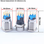2/3 Positions Rotary Buttons 16/19/22mm Metal Brass Chrome Key Push Selector Switch 2NO2NC Press Without LED 2 keys