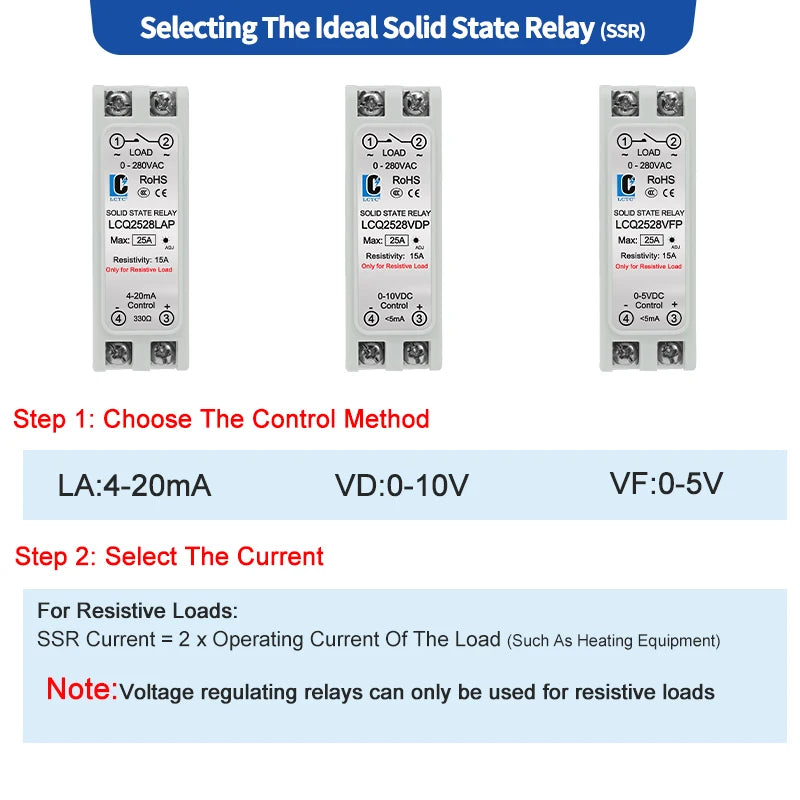 LCTC Voltage Regulator 0-10V 4-20mA 0-5V Single-phase Solid State Voltage Regulator Relay 10a15a25a40a