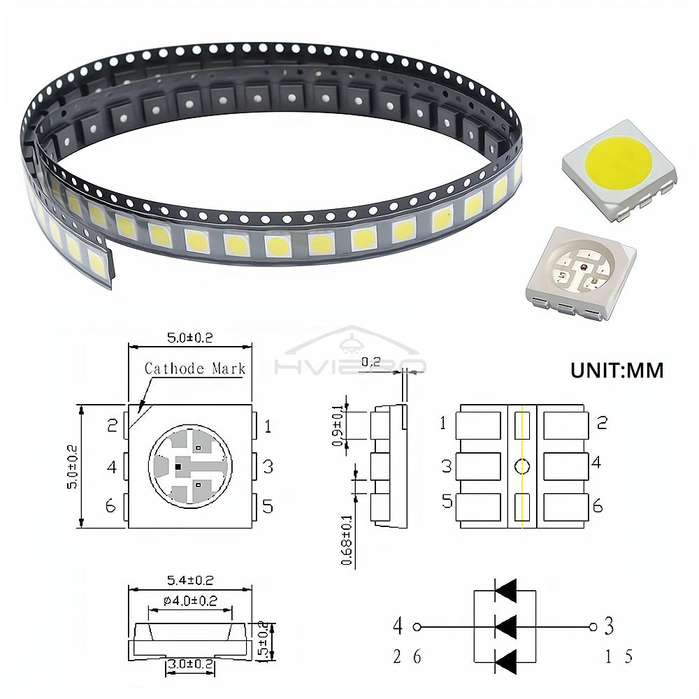 100PCS 5050 0805 LED SMD SMT Chip Red Yellow Green White Blue Orange Purple Pink RGB Emitting Diode Light 3.3V Voltage Neon Lamp