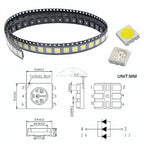 100PCS 5050 0805 LED SMD SMT Chip Red Yellow Green White Blue Orange Purple Pink RGB Emitting Diode Light 3.3V Voltage Neon Lamp