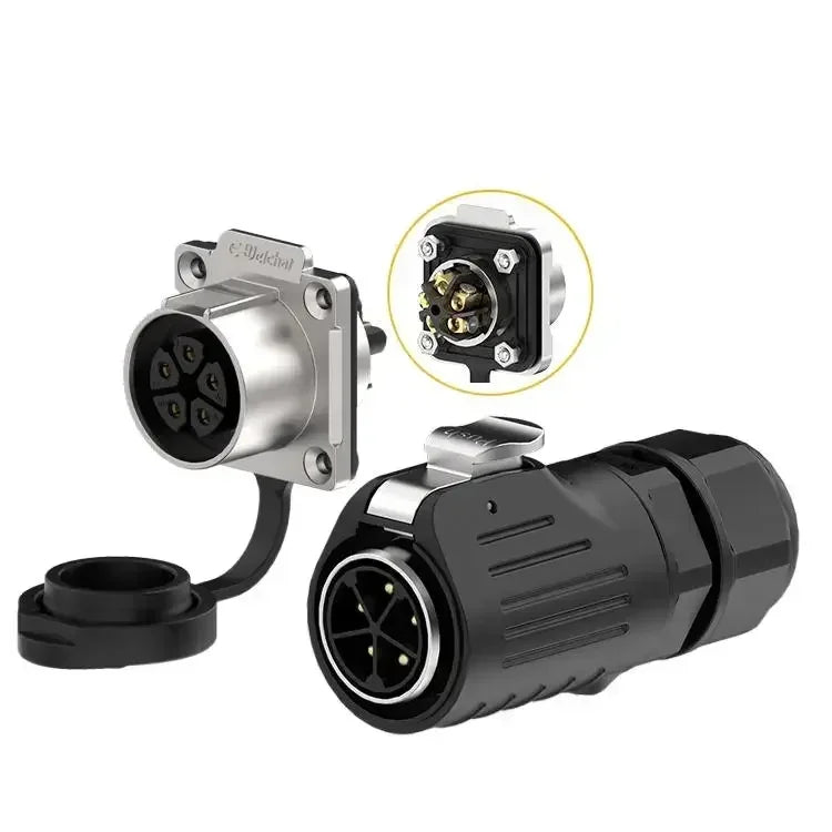 EW-LP24 Solderless Power Aviation Connector Waterproof Adapter Screw Lock Charger M24 2 3 4 5 Pin Male Plug Female Socket IP68