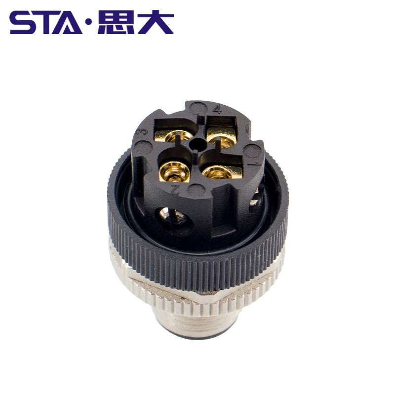 Screw Type Waterproof IP67 Plastic M12 A B D Code Field Connectors PG7 PG9 Male Plug 2 3 4 5 8 Pins