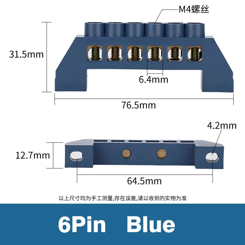Bridge Type Zero Line Ground Bar Grounding Copper Bar Distribution Box to Zero  Terminal Block Connector Earth Neutral 5-12 Hole