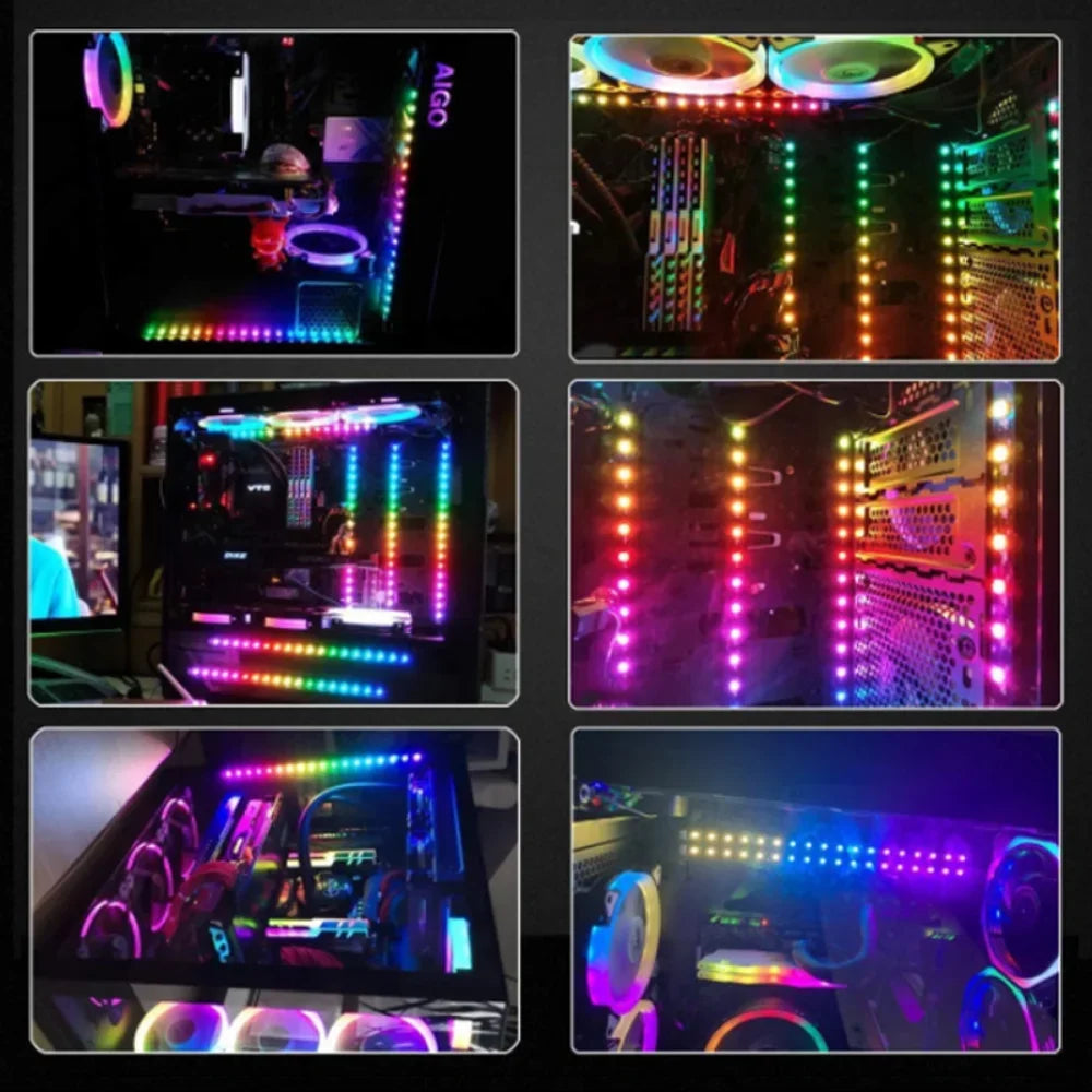 Addressable Rainbow PC Digital WS2812b LED Strip Light for 5V 3pin ARGB Header PC Case Asus Aura Sync RGBIC Fusion MSI Mystic