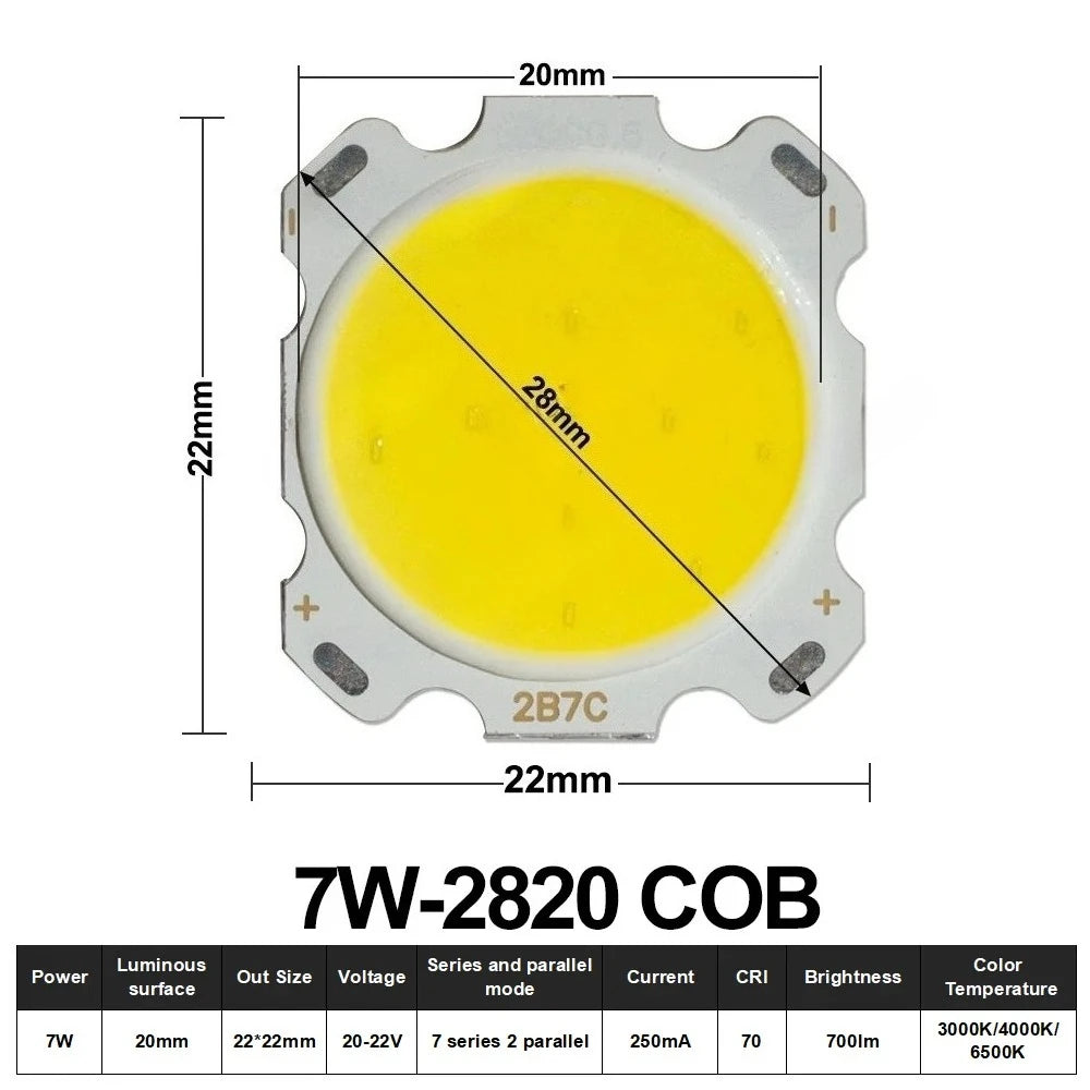 10pcs COB LED 3W 5W 7W 10W 12W 15W 18W 30W 36W Neutral Cold Warm White 13mm 20mm 28mm 1919 Chips Lamp SpotLight Downlight DIY