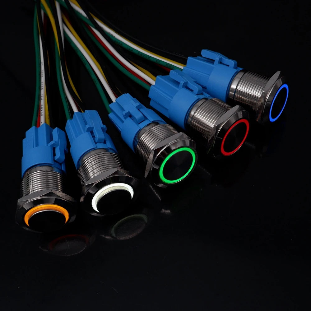 40pcs 22mm Push Button Switch Latching Momentary Metal PC Power LED Light On Off with Wire Waterproof 12v 3v 5v 6v 24v 220v Red