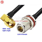 LMR200 LMR-200 Cable SMA To N Type Female Head with Waterproof Ring Antenna Extension Adapter Outdoor Coaxial Radio Frequency RF