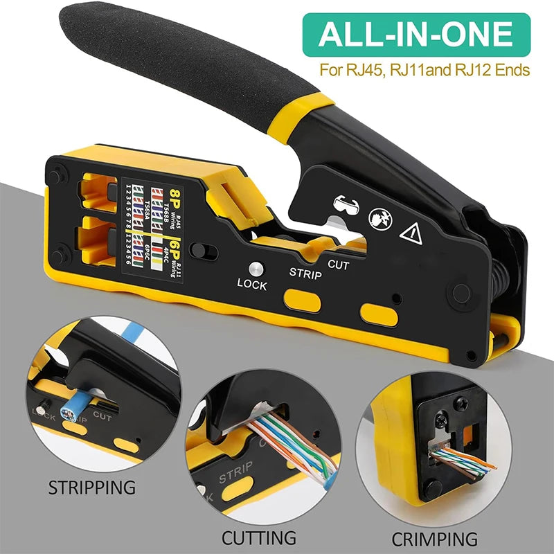 RJ45 CAT7 CAT6A Crimping Tool Connector for Cat7/6a/6/5e Network Connector Wire Cutter Wire Stripper Ethernet Crimper