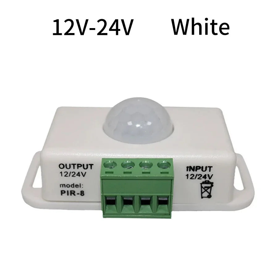 DC 12-24V PIR Motion Sensor Switch - Adjustable Delay Infrared Human Detection Ideal for LED Lights and Wardrobe Strip