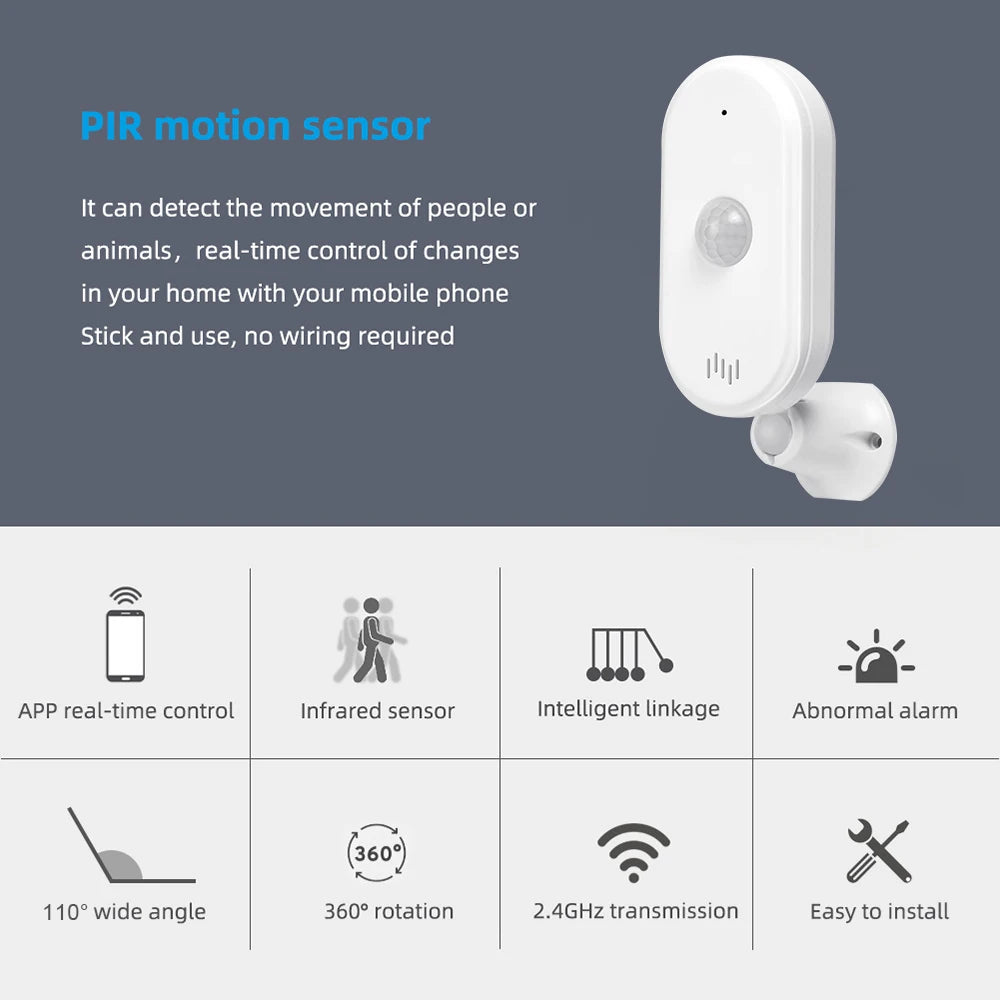 Tuya WiFi PIR Motion Sensor Human Body Detect Sensor Smart Life Infrared PIR Sensor for Home Security Protection
