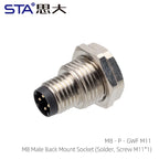 M8 IP67 Waterproof Circular Connector 3 4 5 6 8 Pin Front Rear Panel Mount Solder Industrial Socket Screw M8 M10 M11 M12