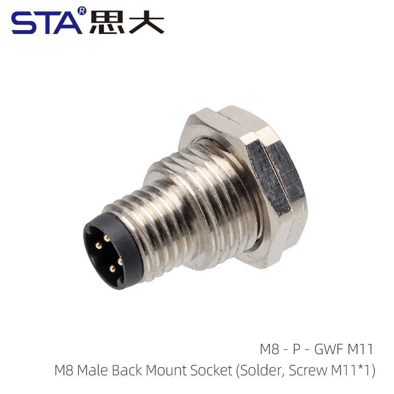 M8 IP67 Waterproof Circular Connector 3 4 5 6 8 Pin Front Rear Panel Mount Solder Industrial Socket Screw M8 M10 M11 M12