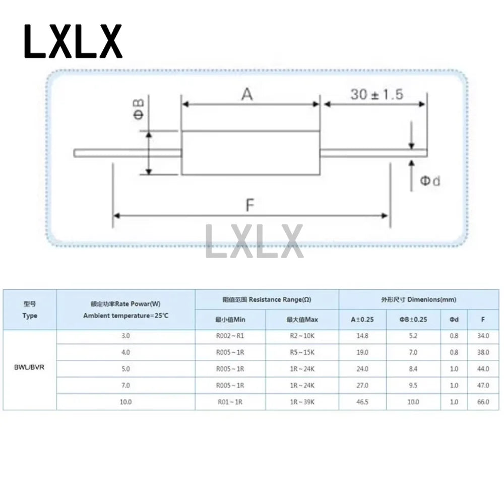 1PCS BWL 3W 5W 10W 0.1% High Precision Non-Inductive Low Resistance Sampling Resistor