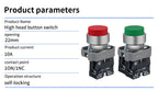 10Pcs 22MM High head Momentary Push Button Switch 1NO1NC SPDT 10Amp 600V Metal Head Waterproof IP65,Control power button switch