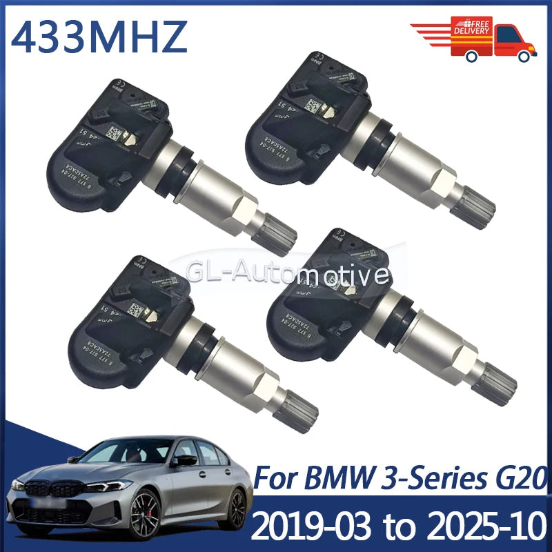 1/4PCS TPMS Sensor For BMW 3-Series G20 2019-2025 Tire Pressure Monitoring Sensor 6877937 6877936 433MHZ