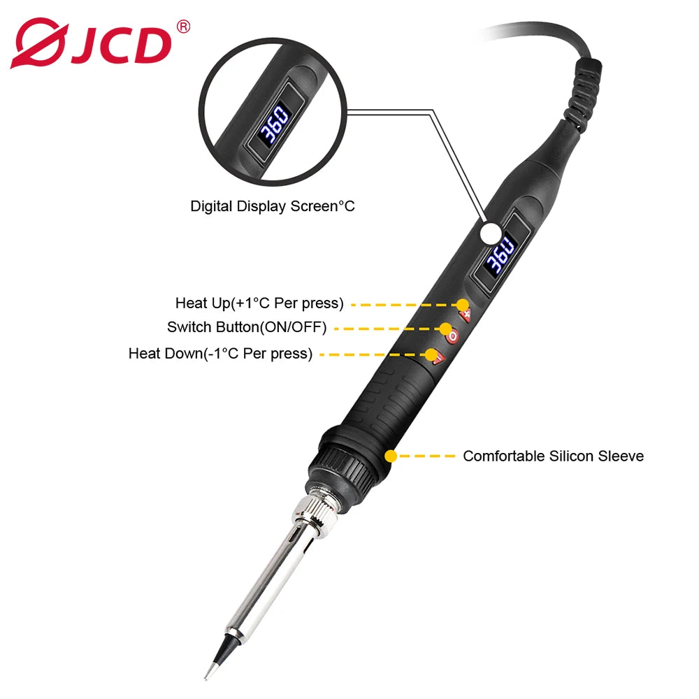 JCD 908U Soldering Iron Kit LCD Display 80W Intelligent Switch Adjustable Temperature Portable Soldering Iron 220V/110V Welding