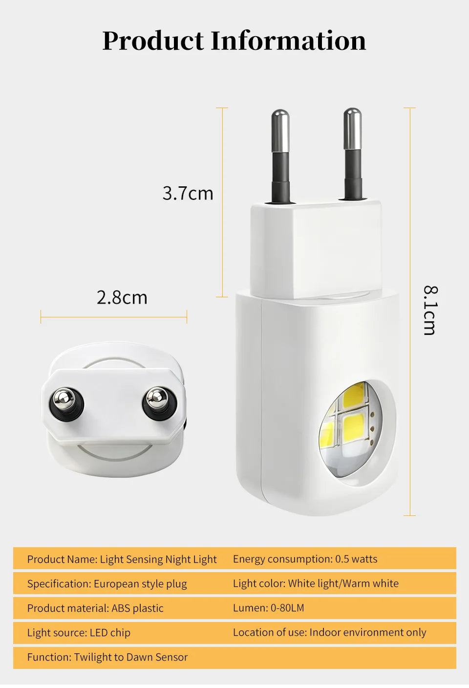 1/2/3/4pcs EU/US Plug LED Night Light Plug in Dusk To Dawn Sensor Auto on Off Rotatable Soft Light for Kids Room Kitchen Hallway
