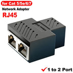 RJ45 Coupler Cat7 Cat6 Cat5e Ethernet Cable Extender Adapter 1 to 2 Dual Female RJ45 LAN Interface Ethernet Socket Connector