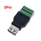 USB 2.0 Connector Avoid Welding Plugs USB Type A Male Female to 4Pin 5pin Screw Terminal Socket Adapter Plug For Computer TV
