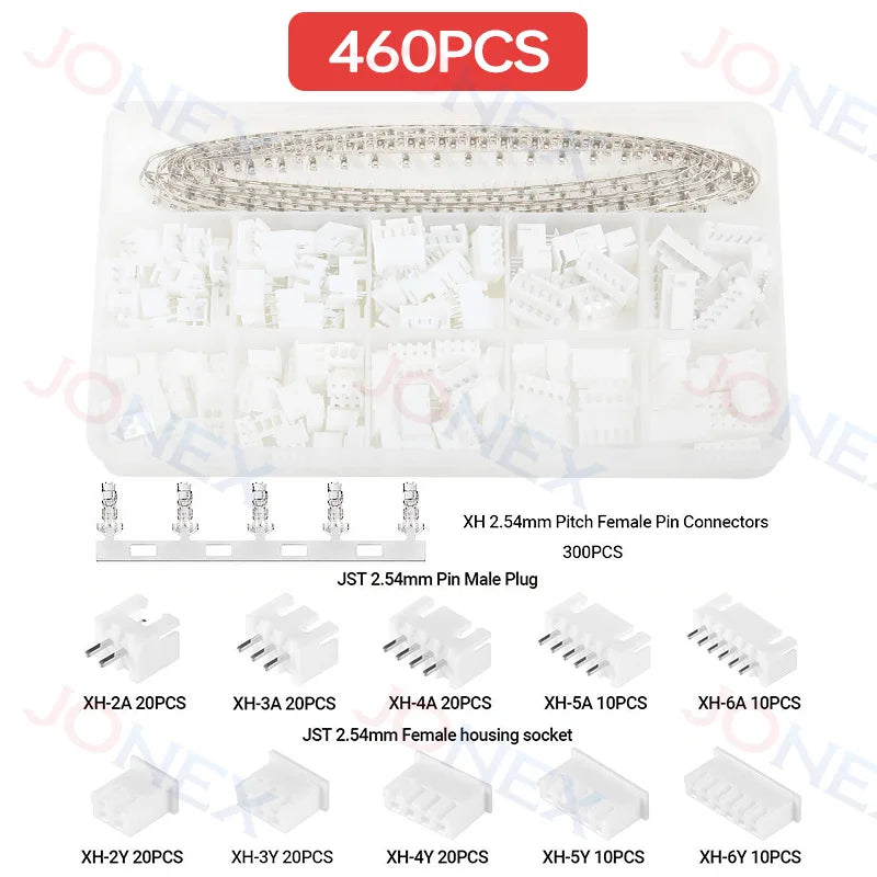 460/1550PCS Micro JST-XH And Dupont Wire Connector Kit 2.54mm 2/3/4/5/6Pin Male/Female Pin Header Cable Jumper Housing Adapter
