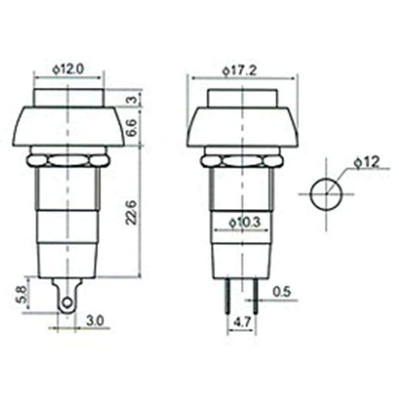6pcs 12mm Momentary Button SPST ON/Off AC 250V/1.5A 125V/3A, Versatile Lock Free mini Round Button
