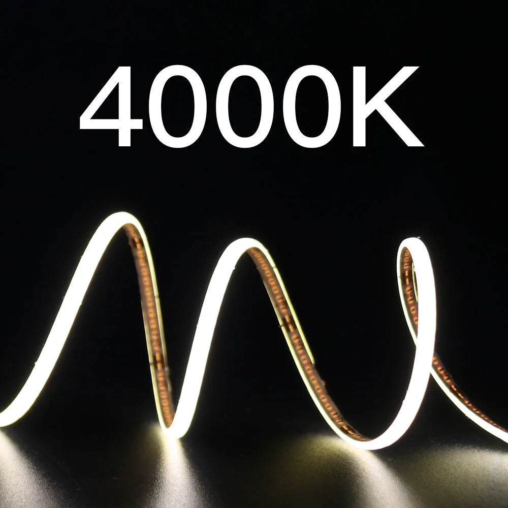 3mm Ultra Thin DC 12V Colorful COB LED Strip Lights for Home Decor DIY Blue/Pink/Red/Purple High Density LED Tape Colour