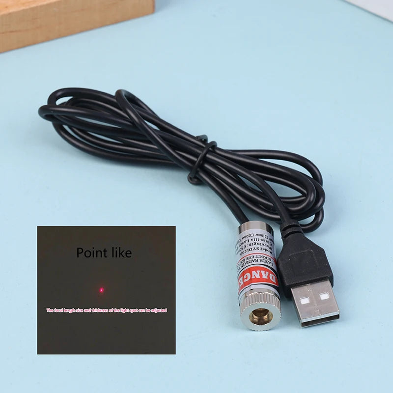 12mm 5mw Adjustable Focus Red Diode Industrial Laser Module Positioning Copper Head With USB Line 650nm Dot Line Cross