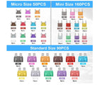 300 Pieces Of Car Fuse Combination Kit, 160 Mini Blade Fuses, 90 Standard Automatic Fuses, 50 Mini Fuses For Cars RVs trucks mot