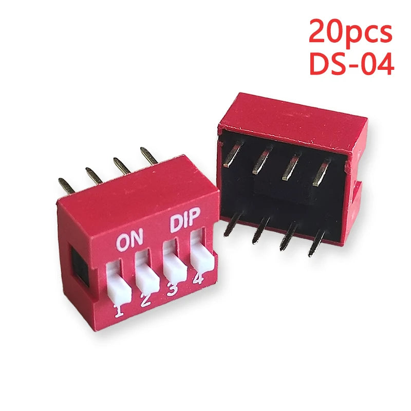 20PCS Red Toggle DIP Switch Module Spacing 2.54MM 24V Inline 1 2 3 4 5 6 7 8 9 10 12 PIN Quick Dial The Code Switch