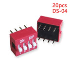 20PCS Red Toggle DIP Switch Module Spacing 2.54MM 24V Inline 1 2 3 4 5 6 7 8 9 10 12 PIN Quick Dial The Code Switch