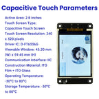ESP32‑S3 2.8 inch 240x320 TFT LCD Capacitive Touch Type‑C WiFi BLE Mic Speaker TF‑Slot Li‑ion Charge For AI Voice IoT Project