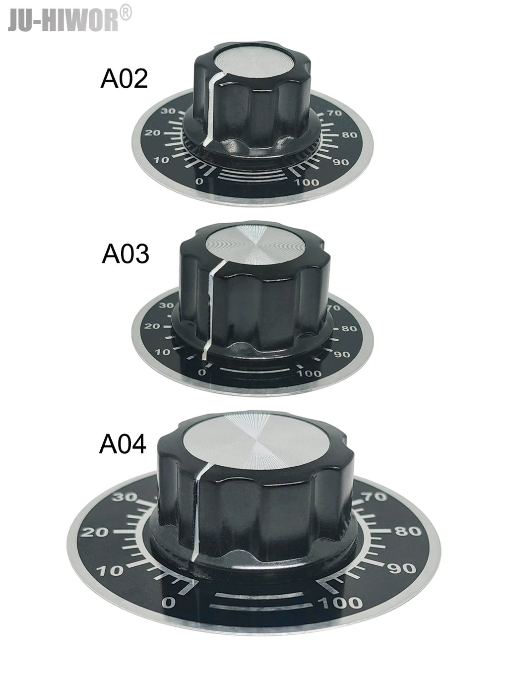 2pcs A01 A02 A03 A04 A05 Silver Tone Top Potentiometer Volume Control Rotary for 6.35mm Shaft Guitar Volume Knob