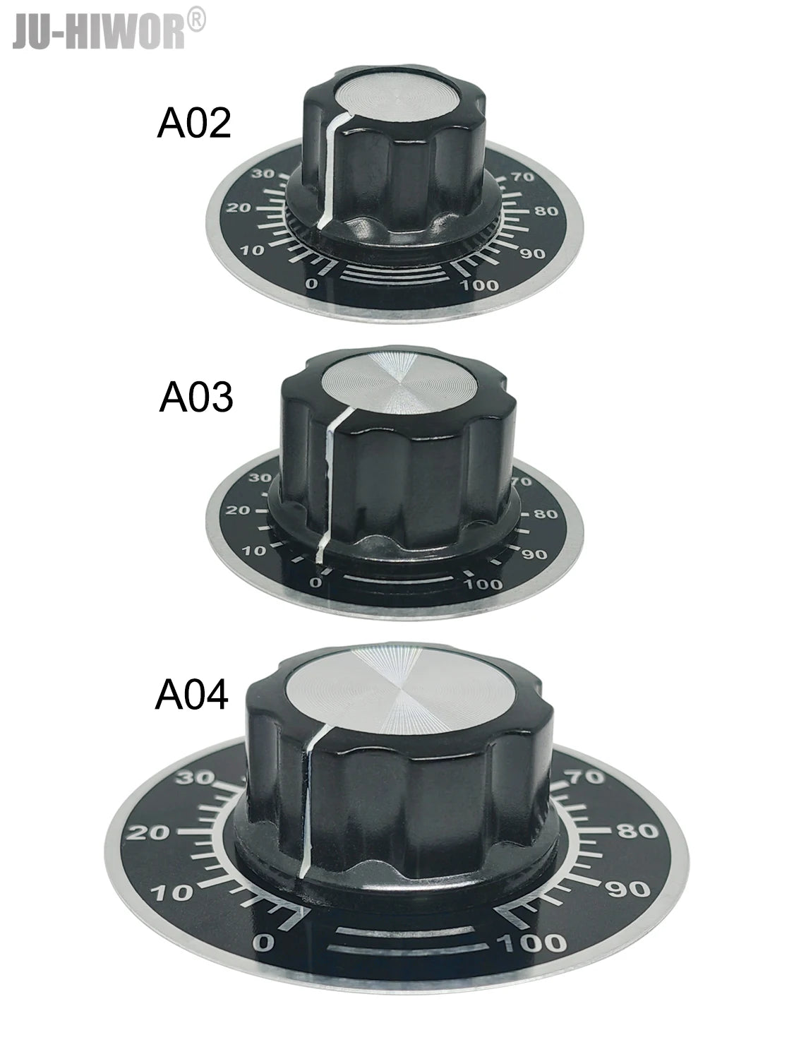 2pcs A01 A02 A03 A04 A05 Silver Tone Top Potentiometer Volume Control Rotary for 6.35mm Shaft Guitar Volume Knob