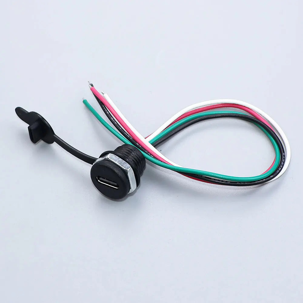 JCD 2/4/5Pin Type C Connector With Line Nut Locking Plate PH 2.0 Waterproof Cap High Current Fast Charging Jack USB C Port
