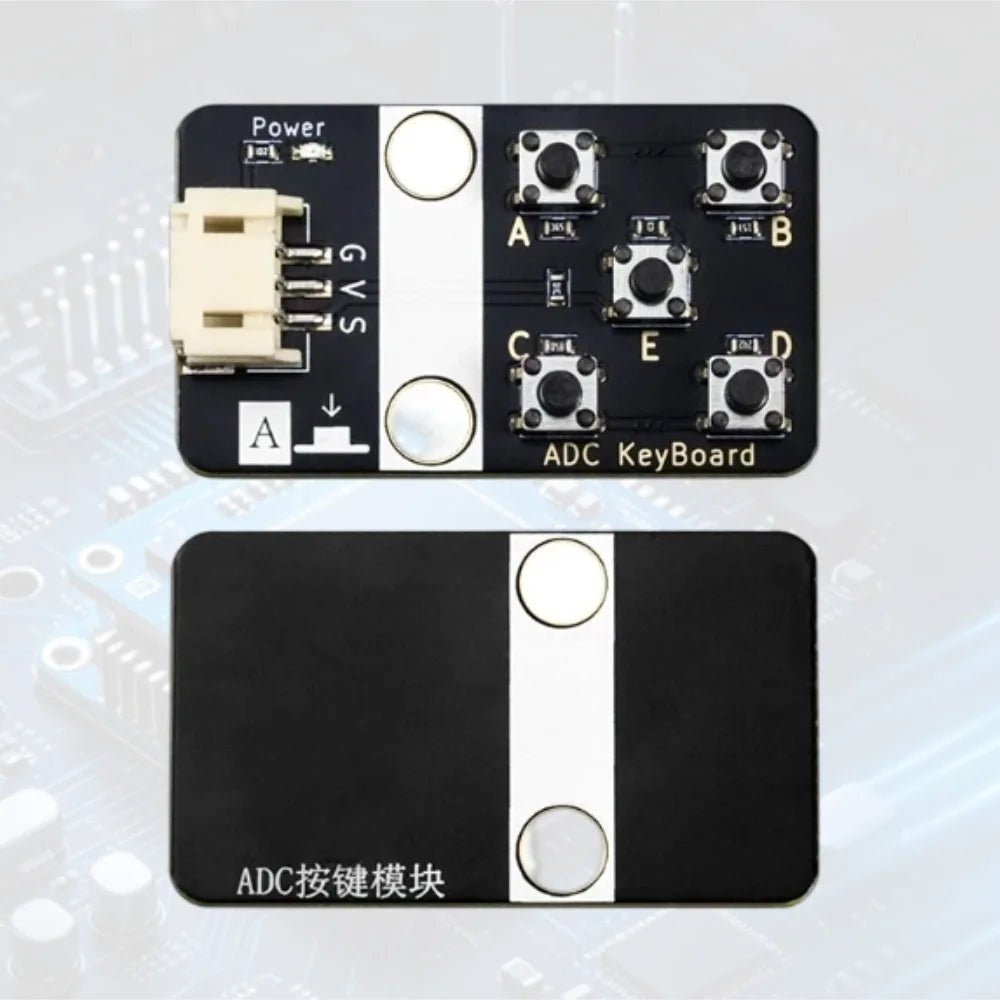 ADC Analog Key Module Reads Five Buttons via Single Pin, Building Block Casing & PH2.0 Interface, Compatible with Arduino ESP32