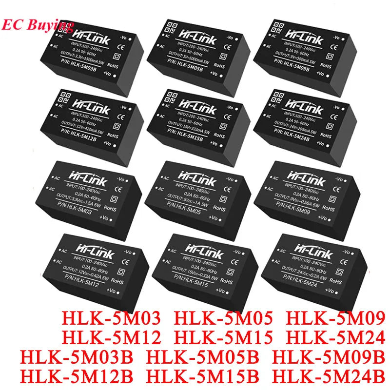 1Pc-2Pcs 5W 220V to 5V/3.3V/9V/12V/15V/24V AC DC Mini Power Supply Module Board Hi-Link HLK-5M03 5M05 5M09 5M12 5M15 5M24 5M05B