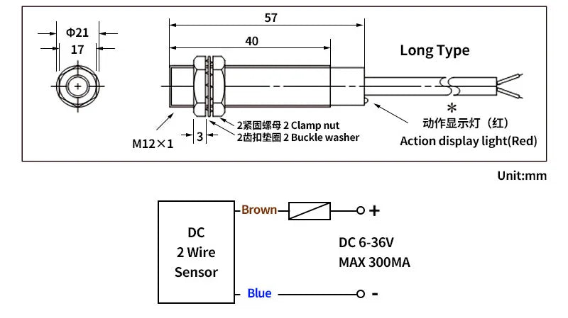 SJM12-10D1 Metal Hall Sensor Plastic Magnetic Proximity Switch M12 NPN DC 6-36V Normally Open 200mA DC 2 Wire NO 10mm