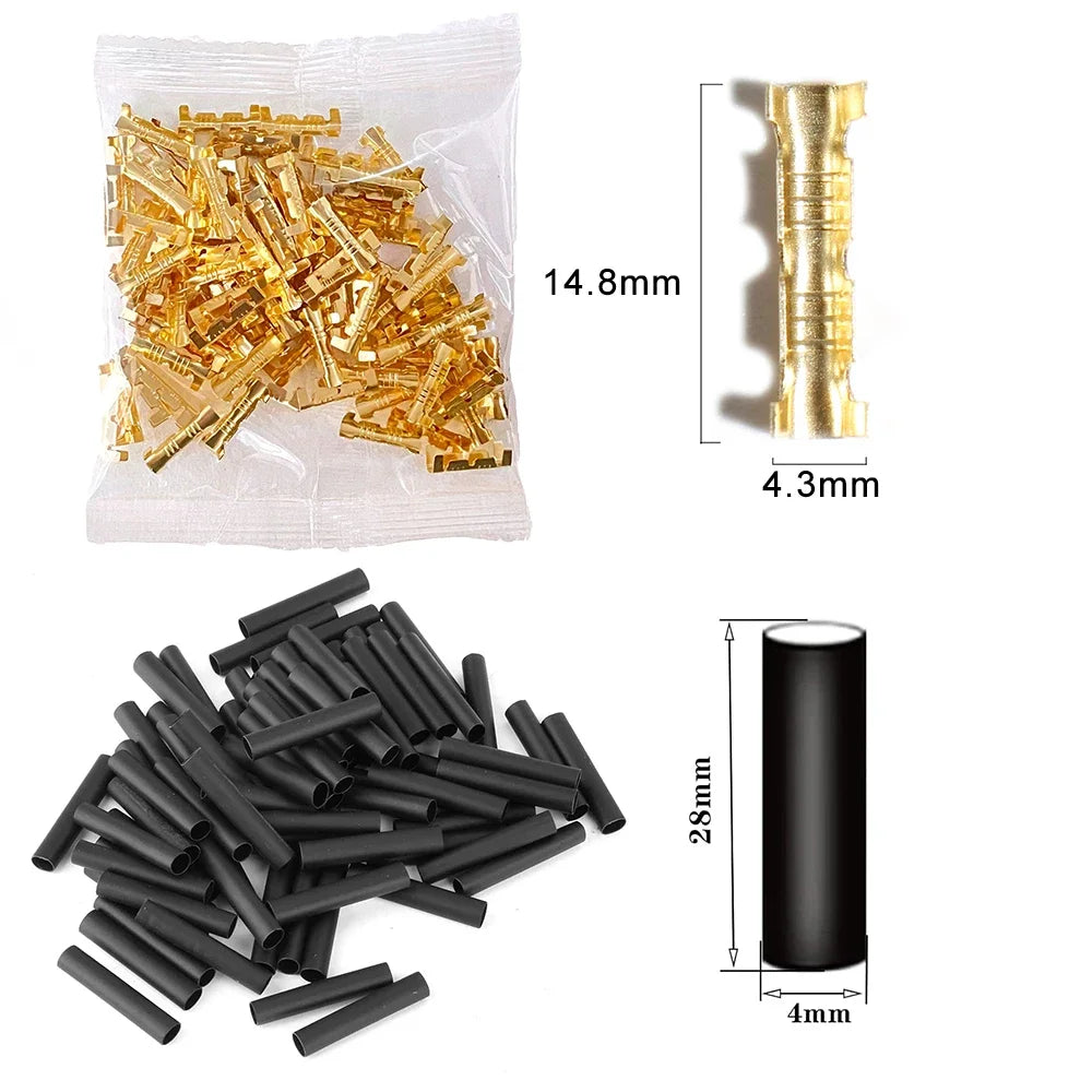 Copper Electrical Wire Connectors Set U-Shaped Crimp Terminals for Fast Wiring Cable Lock 0.5-1.5mm² with Heat Shrink Tube Kits