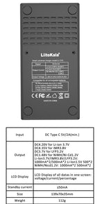 LiitoKala Lii-CH4 Smart Charger for 18650/21700/26650/AA/AAA/Ni-MH/Li-ion,1.2V/1.5V 4-Slot Fast Charge, USB-C, Auto Detect