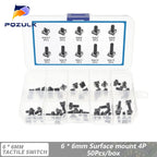 6*6 Tact Tactile Push Button Switch 4.3-13mm SMD DIP 2P/4Pin Micro Switch 6x6 Keys Tact ON/OFF 10 Models for Arduino