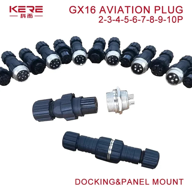 GX16 M16 Waterproof Circular Connector 2 3 4 5 6 7 8 9 10 Pin Back Nut Docking Male Female Plug Socket Cable Panel Mount Outdoor